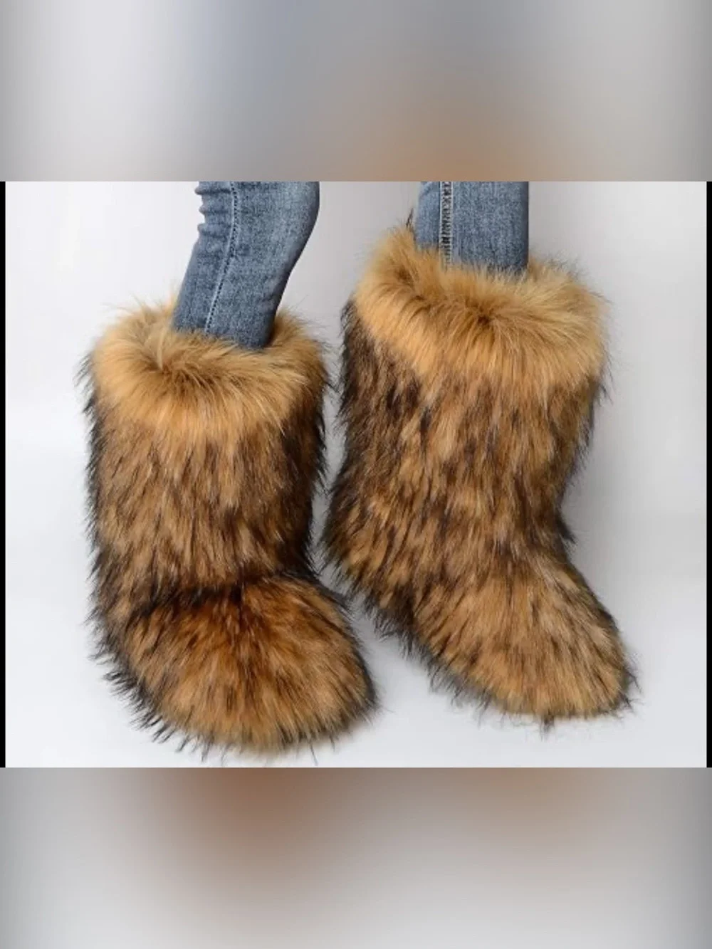 NWT Furry Mid-Calf Boots for Women, size 10, indoor or outdoor, rubber sole.